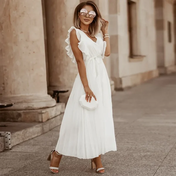 Robe Naelly blanc élégante pour femmes